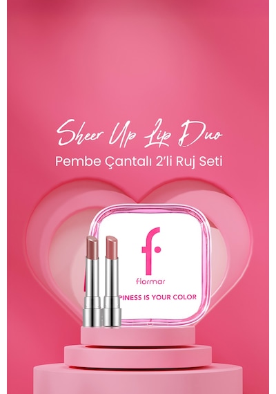 Flormar Sheer Up Lip Duo Pembe Çantalı 2 Li Ruj Seti SET216
