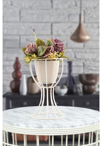 Anafor Saksılık Beyaz 25 Cm Krem Saksı