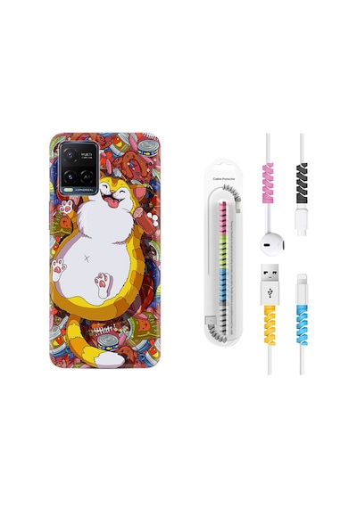 Vivo V21E Kılıf Kablo Koruyuculu Tombul Kedi 1739