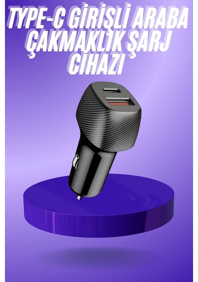 38w Usb Type-c Girişli Oto Çakmaklık Araç İçi Hızlı Şarj Çakmaklık Şarj Aleti 00554264