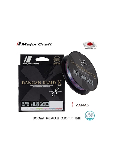 Major Craft Dangan Braid X 8X Ip Misina Pe 0.8 0.10Mm 16Lb/7.26Kg (541708003)