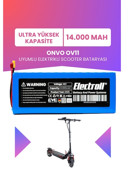 Onvo Ov11 Batarya Ultra Yüksek Kapasite 48v 14.000mah Pil