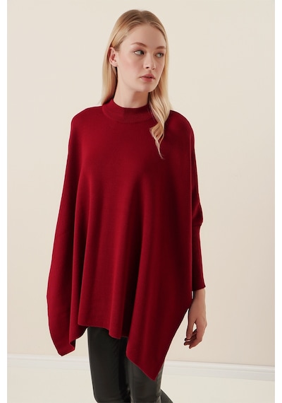 Bigdart 15783 Yırtmaçlı Panço Kazak - Bordo 001
