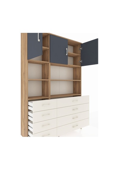 Arges Dolap 8 Raflı 8 Çekmeceli 3 Kapaklı 132x30x195 Çam-antrasit/aytaşı Antrasıt/aytası Arges Dolap 8 Raflı 8 Çekmeceli 3 Kapaklı 132x30x195 Çam-antrasit/aytaşı Antrasıt/aytası