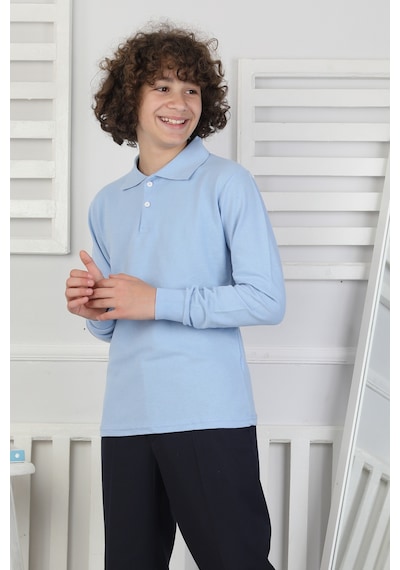 Crassi Erkek Çocuk Okul Sweatshirt Manşetli Gök Mavi
