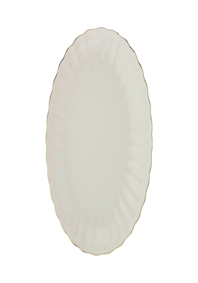 Kütahya Porselen Bone Luz Altın File Kayık Tabak 27x19cm Tekli Bnlzf28ky20 Krem