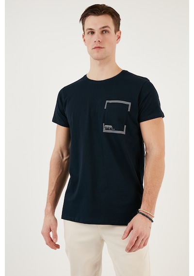 Buratti Bisiklet Yaka Pamuklu Slim Fit Erkek T Shirt 541Rework Lacivert