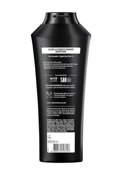 Gliss Ultimate Repair Keratin İçeren Derinlemesine Güçlendirici Şampuan 400 Ml Yıpranmış Kuru Saçlar Diğer