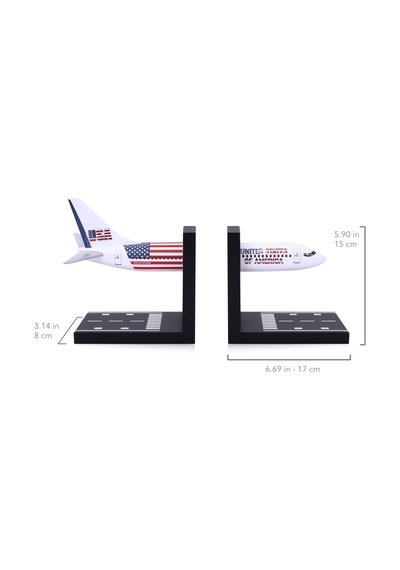 Zekupp Boeing 737-800 1/100 Ölçekli USA Temalı Maket Uçak Kitap Tutucu