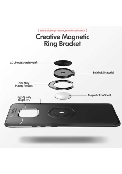 Huawei Mate 20 Pro Kılıf Yüzüklü Magnetli Ravel Case