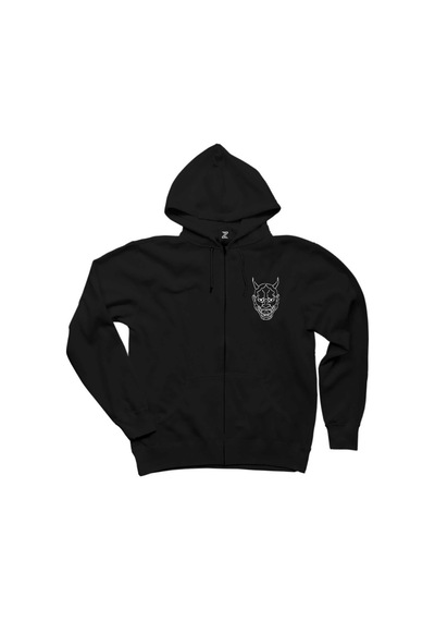 Ghostemane Maske Siyah Fermuarlı Kapşonlu Sweatshirt Siyah