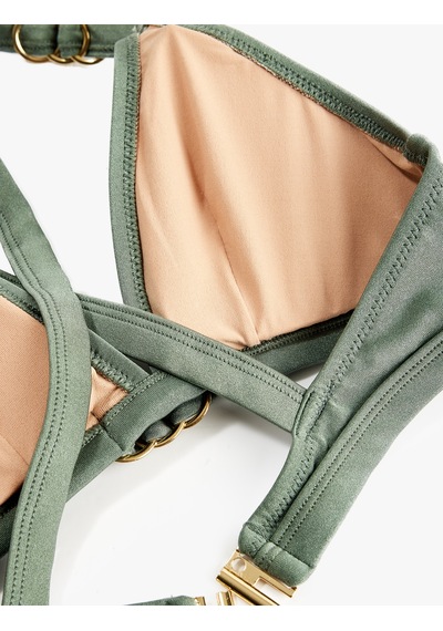 Koton Aksesuarlı Çapraz Askılı Bikini Üstü Haki 6sak10033mm