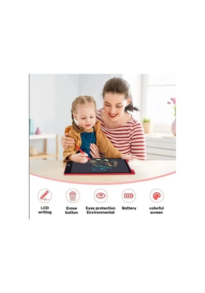 12 Inc Renkli Lcd Grafik Dijital Kalemli Çizim Tableti Yazı Tahta Not Yazma Eğitim Tableti Kırmızı