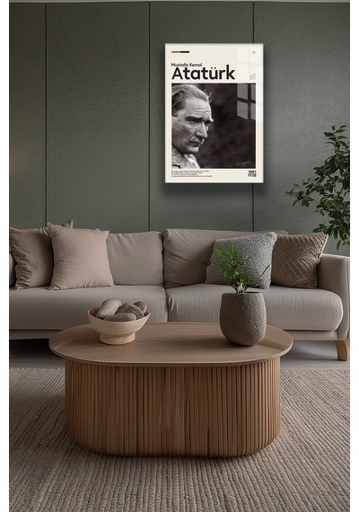 Gazi Mustafa Kemal Atatürk Portre Dekoratif Cam Tablo 4mm Temperli Beyaz