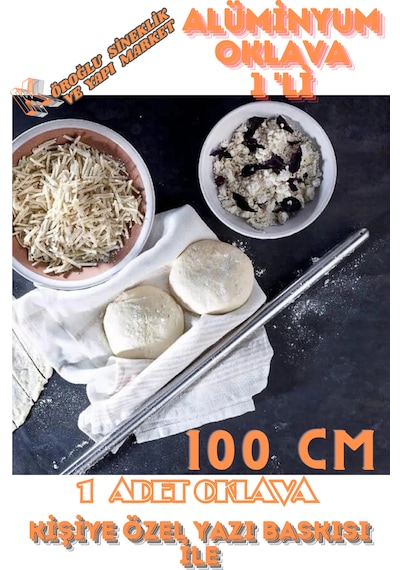 1'li Masterchef Alüminyum Paslanmaz 100 Cm Metal Oklava Hamur