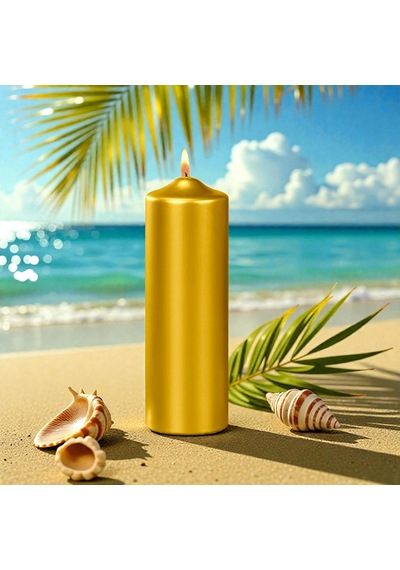 Vıp Yüksek Kalite 12 Cm Gold Kalın Silindir Mum Parlak Metalik Gold Mum Gold Silindir Mum 12x4.5 Cm Gold