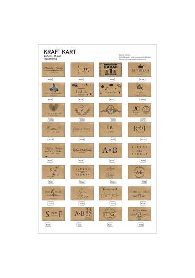 Kraft 4x2 cm Söz Nişan Kına Nikah Düğün Şişe Ve Magnet Kraft Kart