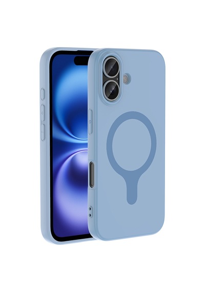 Maks Technology iPhone Uyumlu 16 Kılıf M-safe Şarj Özellikli Mkst Aris Silikon Kapak - Baby Blue