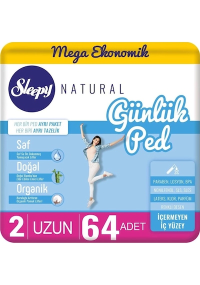 Sleepy Natural 64'lü Günlük Ped Uzun X 2 Ve Rosıe Oda Kokusu