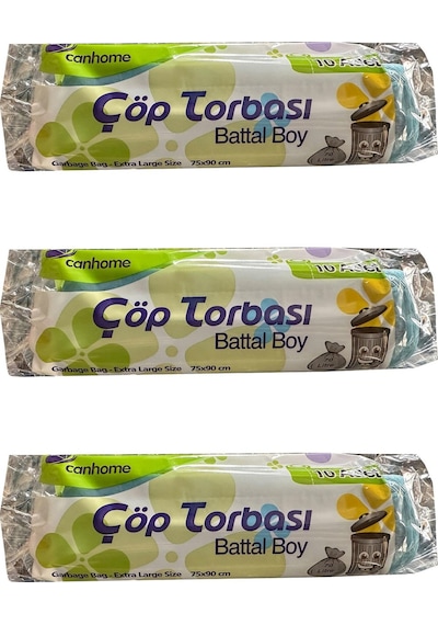 Canhome Battal Boy Çöp Torbası 3 x 10'lu Mavi 75 x 90 CM