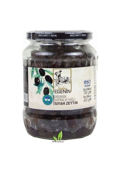 Tardaş Egenin Organik Sofralık Siyah Zeytin Cam 420 G