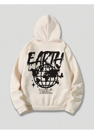 Altamira Unisex Earth Baskılı Kapüşonlu Sweatshirt 001