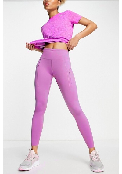 Nike Trainng Go Dri Fit İnfinalock 7/8 Leggings 6 Cepli Toparlayıcı Reflektörlü Antrenman Taytı Fuşya