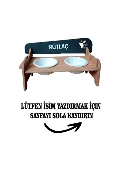 Kedi&köpek Su Ve Mama Kabı-özelisimbaskılı-meşe-antmdf-2kademe-küçükortaırk-seramikbeyazkase-2 400