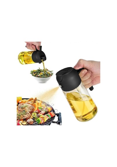 600 Ml Sprey Ve Normal Dökme Yağdanlık Limon Sirke Sos Vs Püskürtücü Çok Amaçlı Cam Sprey Şişe Siyah Diğer