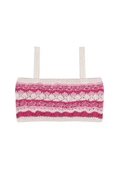 Antebies Pembe Jakarlı Triko Şortlu Set