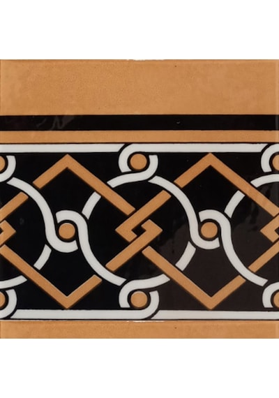 Armada Çini 20x20 cm KS 77 Zincir Desen Kütahya İznik Çini Bordür