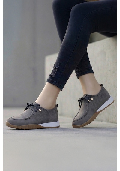 Tw Tonny White New York 057 Kadın Renkli Tabanlı Sneaker Yürüyüş Ayakkabısı Füme