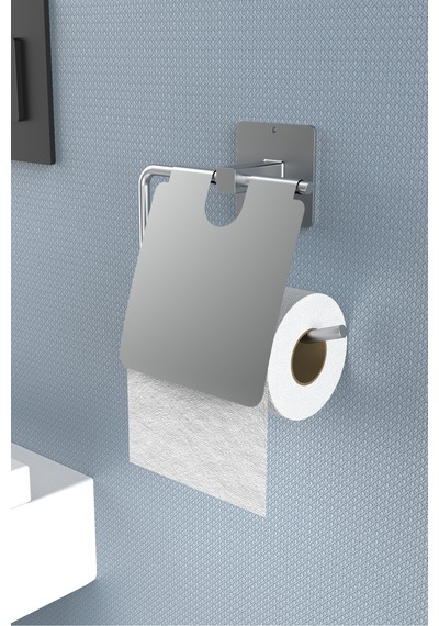Buççin Online Mağaza Yapışkanlı Paslanmaz Kapaklı Gümüş Tuvalet Kağıdı Tutacağı/tuvalet Wc Kağıtlık Metal Gümüş Çok Renkli