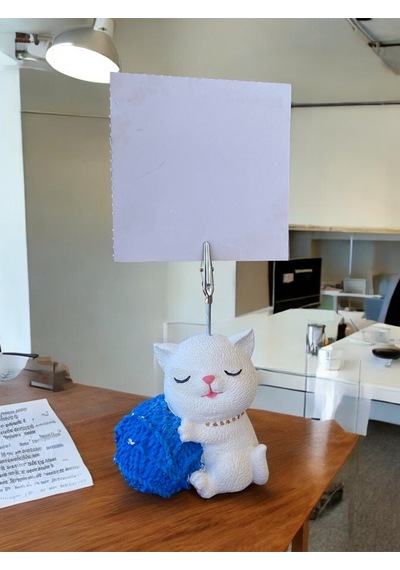 Saks Yumak Tutan Oturan Kawaii Kedi Temalı Not Tutacağı Fotoğraf Tutacak Tutucu Ofis Seti Hediyelik Saks Mavi
