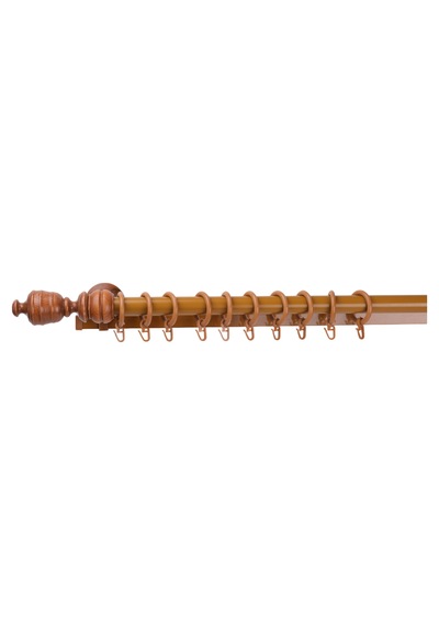 Meşe Ceren Demonte Başlıklı Ahşap Rustik Perde Askısı - Tek Raylı - 225 Cm