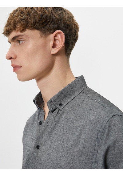 Koton Slim Fit Gömlek Klasik Yaka Uzun Kollu Düğmeli Antrasit 4sam60023hw Antrasit