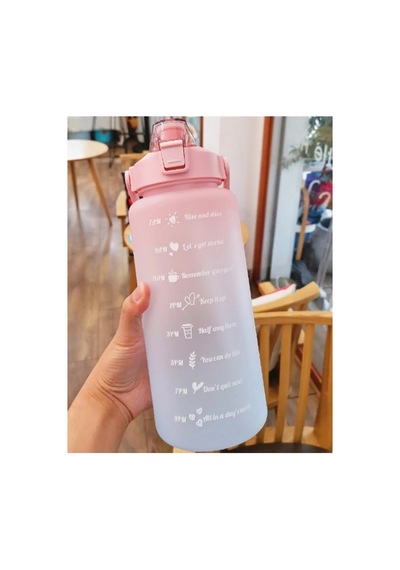 Delux Serisi Matara Büyük Suluk Antrenman Suluğu Günlük Motivasyon Su Matarası 2 Litre Çok Renkli