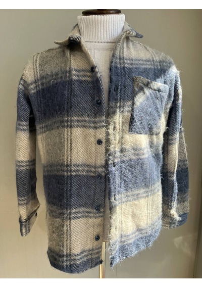 Unisex Jakarlı Oversize Mavi Gömlek Mavi