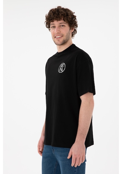 U.S. Polo Assn. Erkek Oversize Fit Bisiklet Yaka Siyah Tişört 50305904-VR046