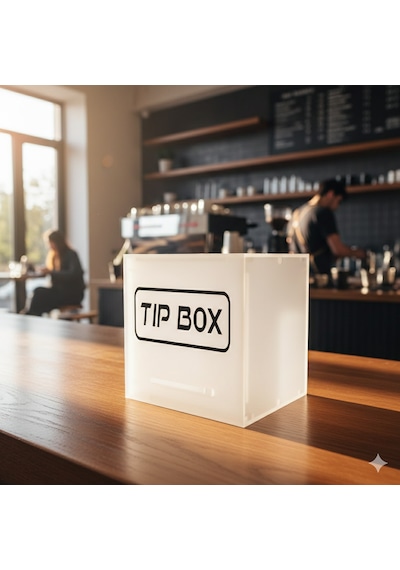 Kilitli Pleksi Masa Üstü Tip Box Bahşiş Kutusu Buz Beyazı 14x14xh13 Cm 1