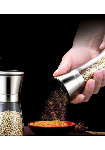 Cam Gövdeli Metal Krom Renk Kapaklı Tuz Karabiber Değirmeni Tuz Karabiber Öğütücü Cam Krem Diğer