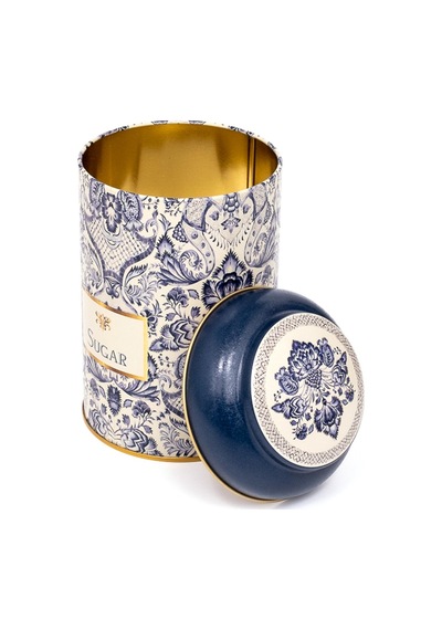 Azulejos Sugar Desenli Yuvarlak Metal Kutu, 10.5 X 15 Cm, 1.1 Lt