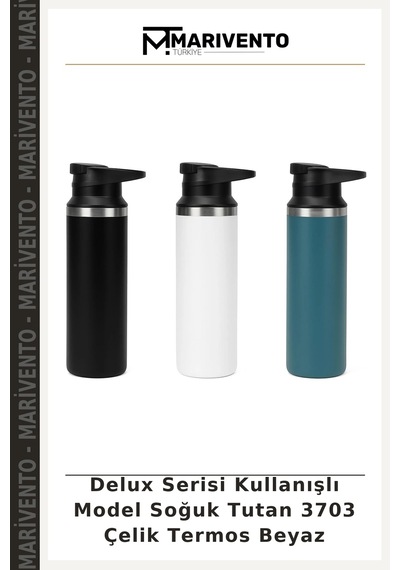 Delux Serisi Kullanışlı Model Soğuk Tutan 3703 Çelik Termos Beyaz Çok Renkli