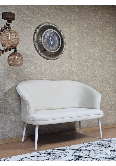 Zafir İkili Teddy Beyaz Boyalı Sivriltme Ayak Çay Seti Koltuk İkili Berjer , Balkon, Salon, Ofis Krem