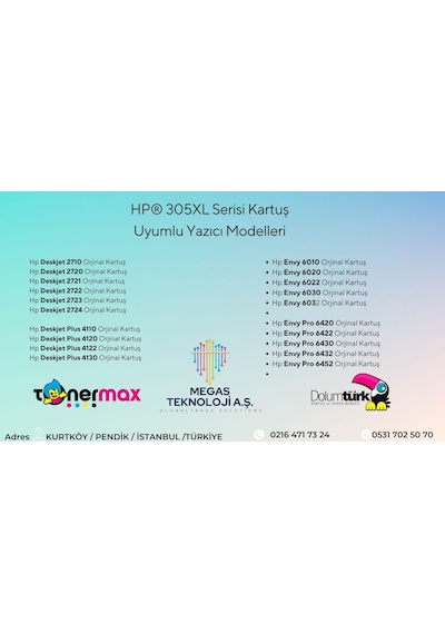Hp Deskjet Plus 4120 Kartuş / Hp 305XL  Paket Siyah ve Renkli Kartuş