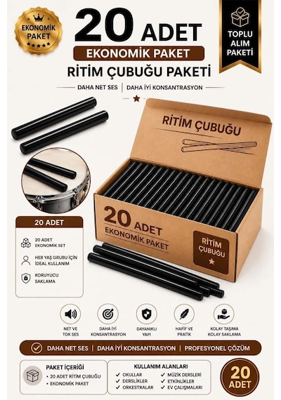 Midex Örf-bt-25bk-10x Siyah Ritim Çubuğu Örf Aletleri Seti 25 Cm Karbon Fiber Toptan Paket 10 Çift Tek Renk