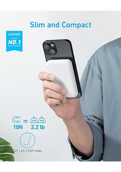 Anker 321 5000 Mah Magsafe Uyumlu Kablosuz Taşınabilir Şarj Cihazı Beyaz BEYAZ