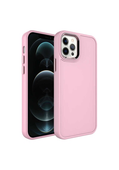 Apple iPhone Uyumlu 14 Pro Max Metal Çerçeve Ve Buton Tasarımlı Sert Zore Botox Kılıf pembe Açık