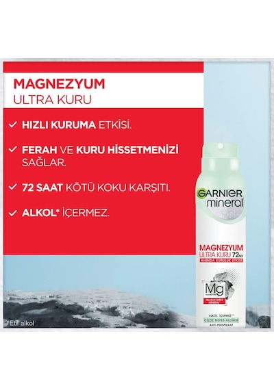 Garnier Mineral Magnezyum Ultra Kuru Sprey Deodorant