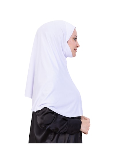 Modish Group Hazır Başörtüsü Pratik İslami Giyim Penye Peçeli Türban Namaz İçin Yumuşak Eşarp Beyaz